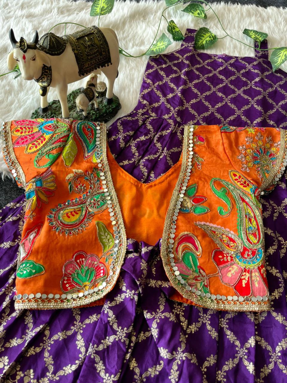 ❤️ Mirror Zari Elegance – Kids Gown with Coat Set ❤️