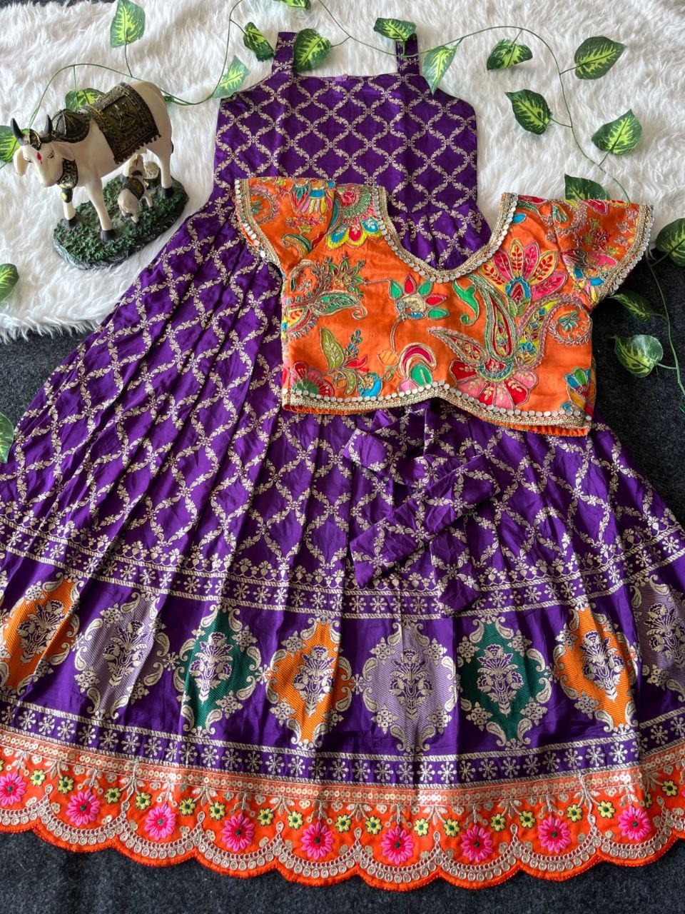❤️ Mirror Zari Elegance – Kids Gown with Coat Set ❤️