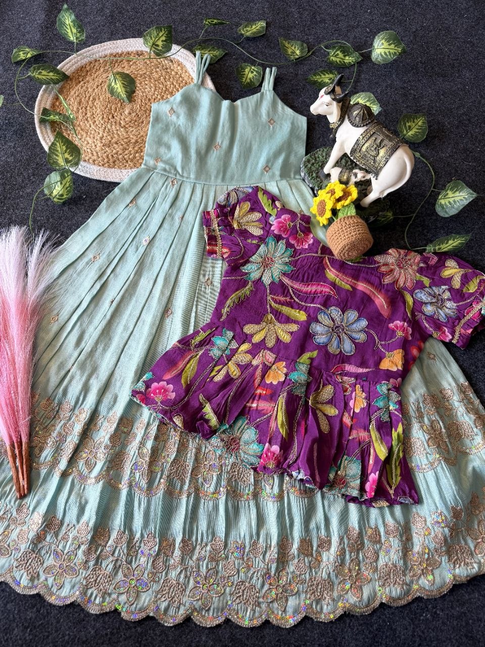 ✨ Little Bloom Princess – Kids Gown with Designer Coat ✨