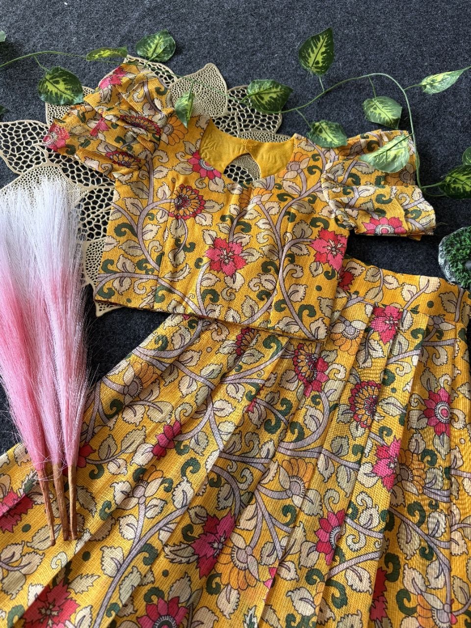 ✨ Vibrant Bloom – Kids Kalamkari Dress 🌼