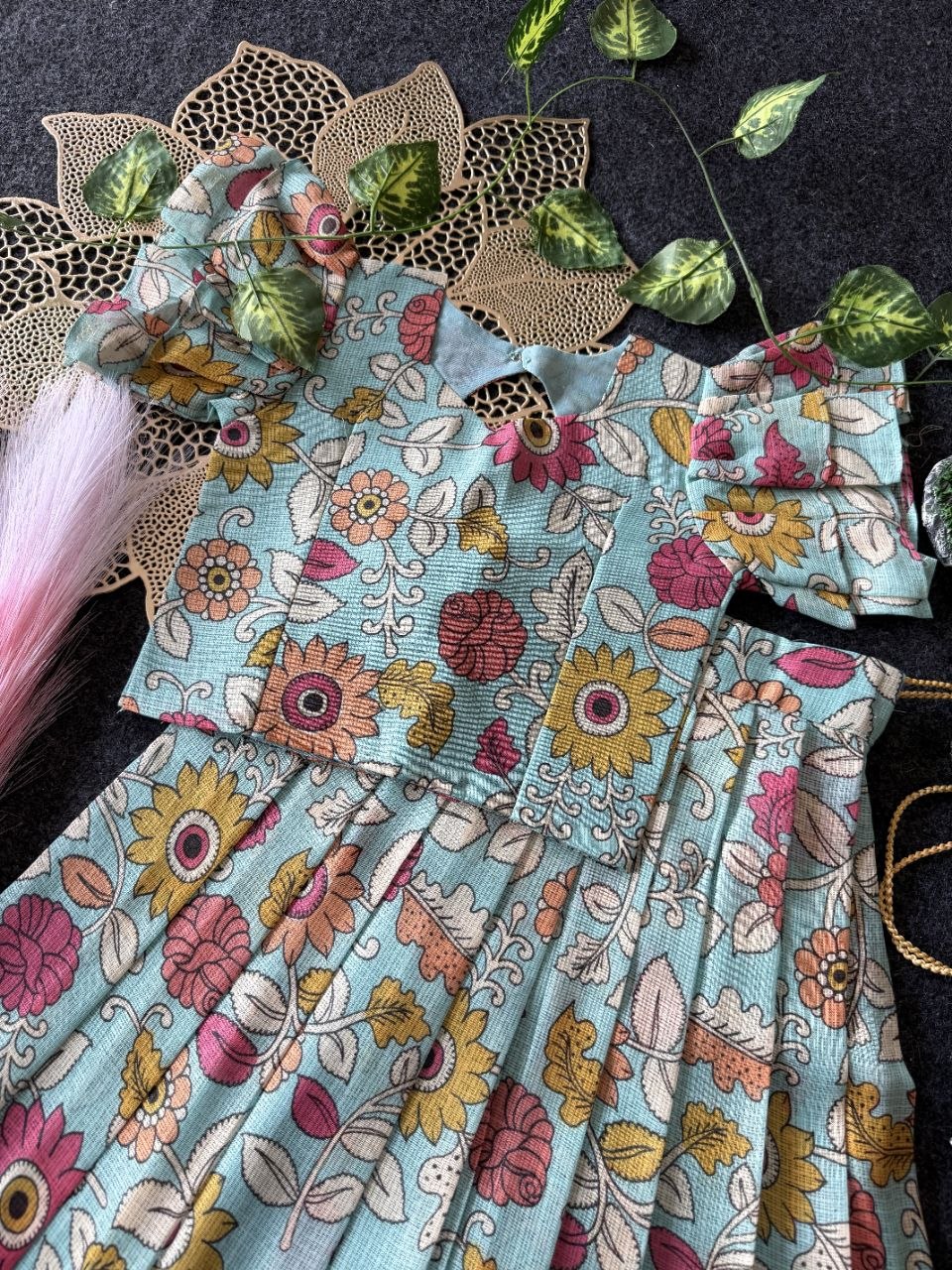 ✨ Vibrant Bloom – Kids Kalamkari Dress 🌼