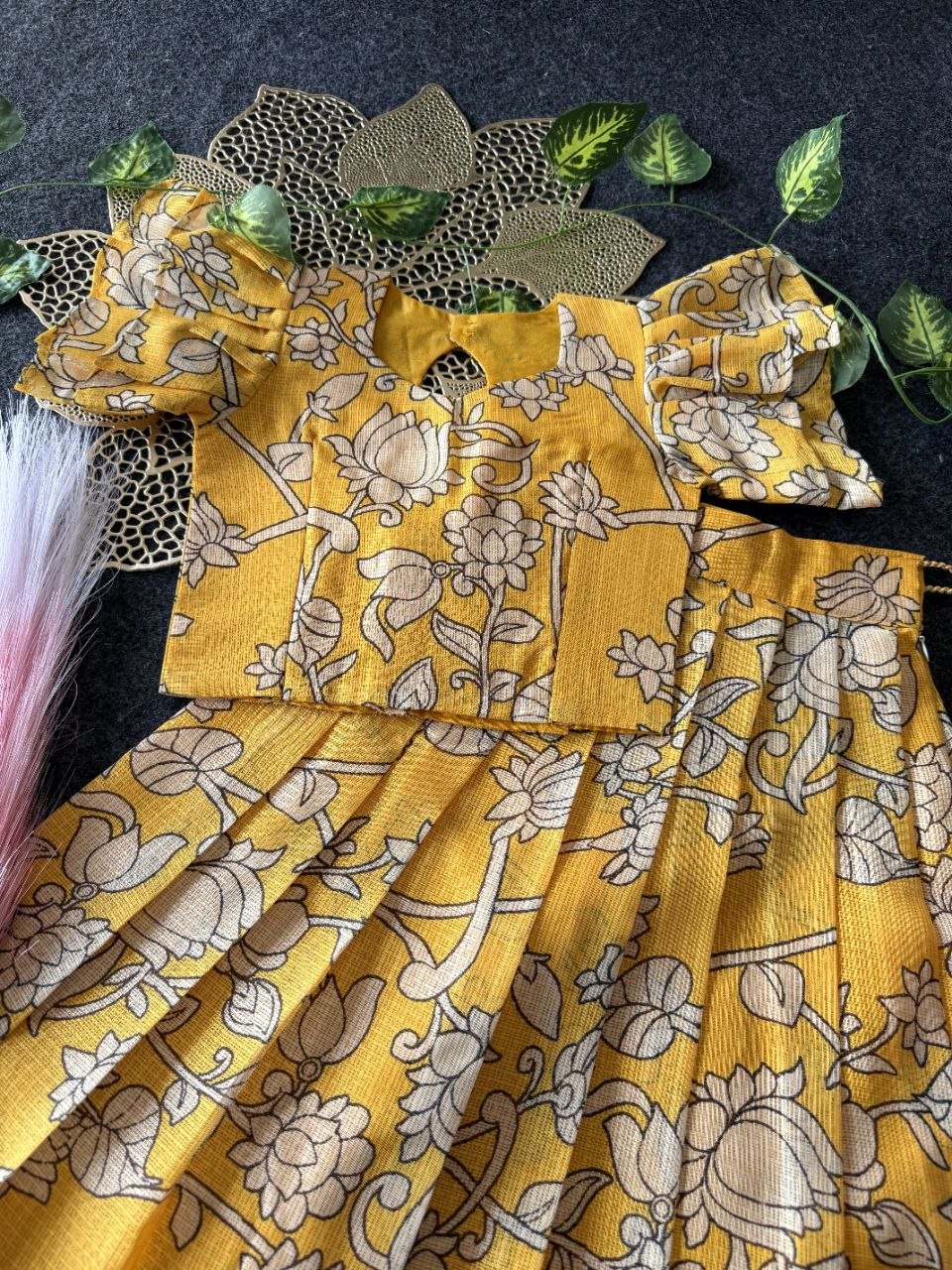 ✨ Vibrant Bloom – Kids Kalamkari Dress 🌼