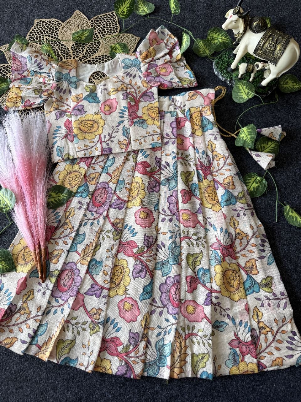 ✨ Vibrant Bloom – Kids Kalamkari Dress 🌼