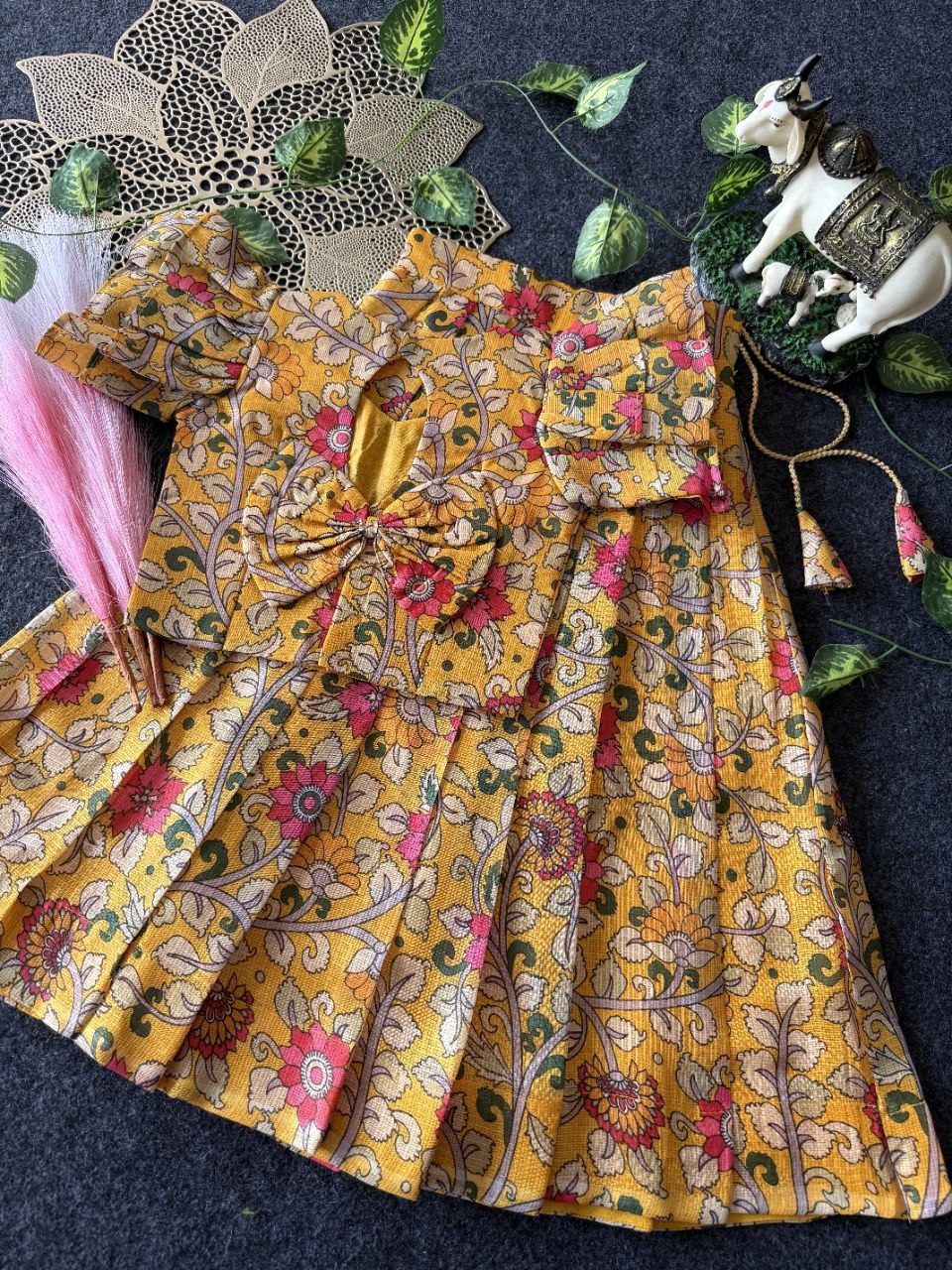 ✨ Vibrant Bloom – Kids Kalamkari Dress 🌼