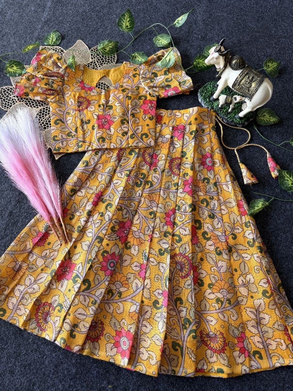 ✨ Vibrant Bloom – Kids Kalamkari Dress 🌼