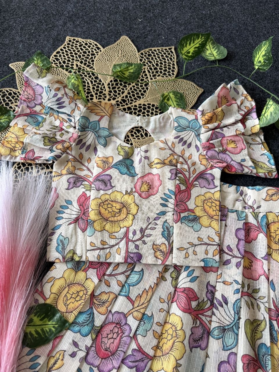 ✨ Vibrant Bloom – Kids Kalamkari Dress 🌼