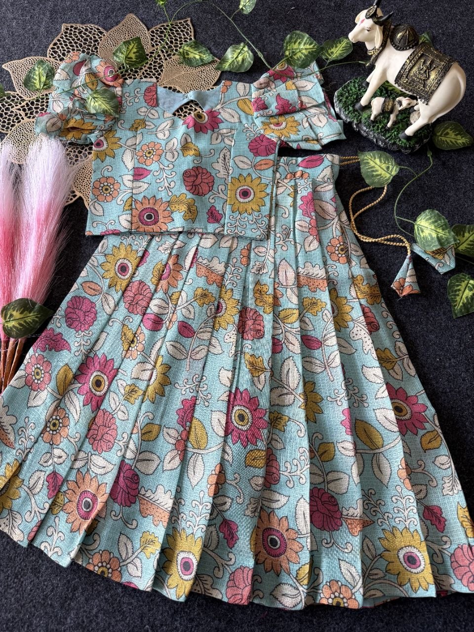 ✨ Vibrant Bloom – Kids Kalamkari Dress 🌼