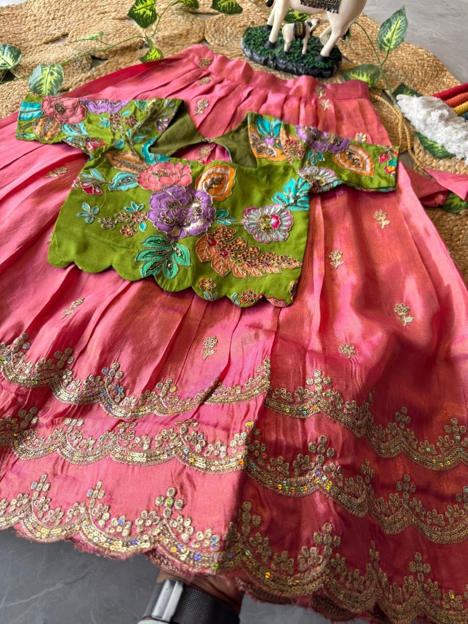💚💖 Festive Glam | Pink & Lime Green Lehenga Set 💖💚