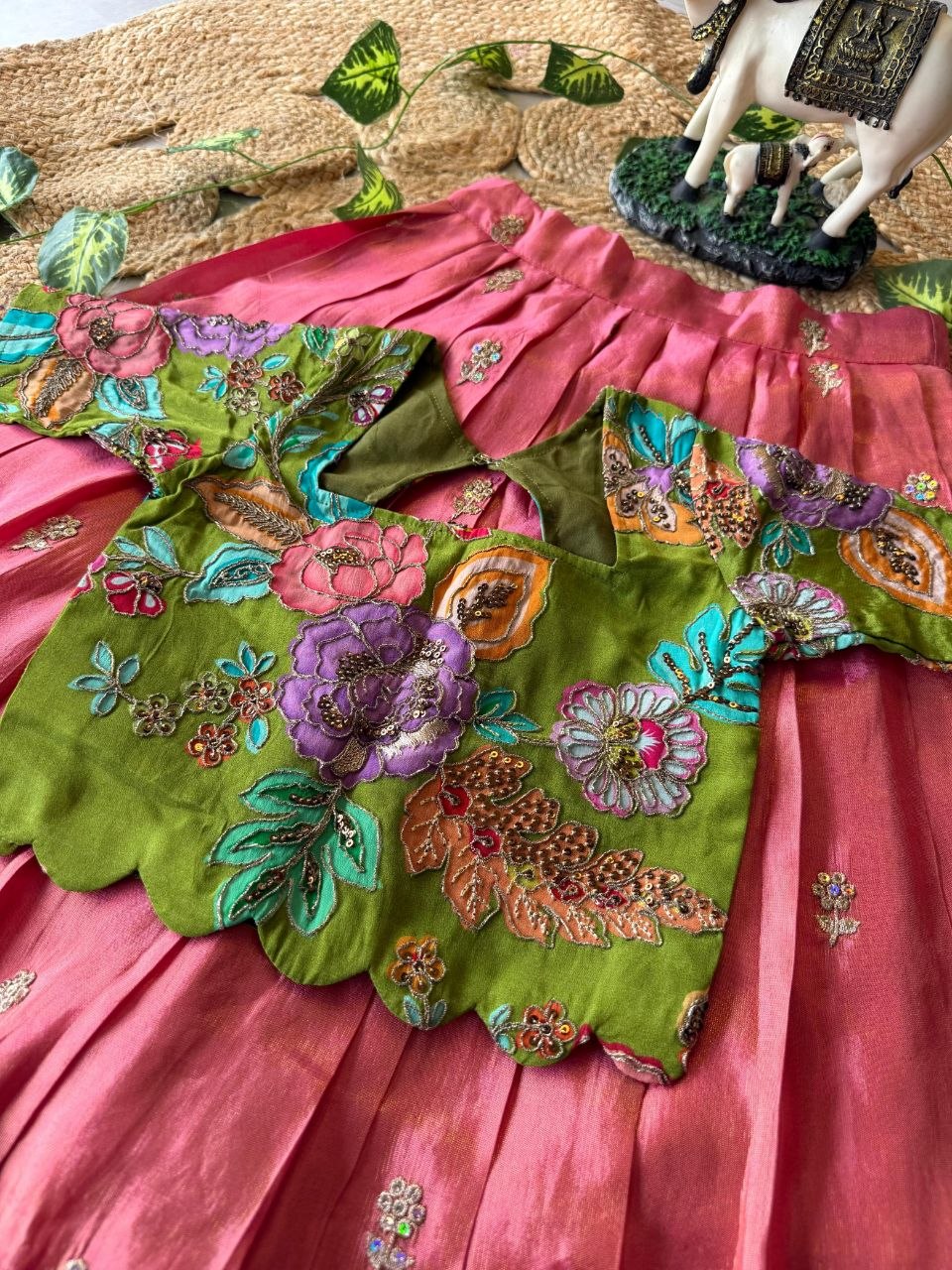 💚💖 Festive Glam | Pink & Lime Green Lehenga Set 💖💚