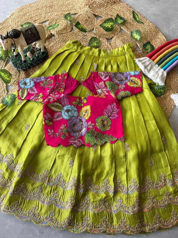 💚💖 Festive Glam | Pink & Lime Green Lehenga Set 💖💚
