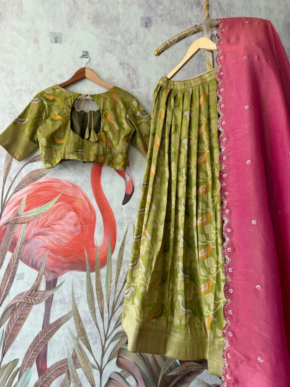 🕊️❤️ Bird Theme Lehenga | Where Craft Meets Poetry