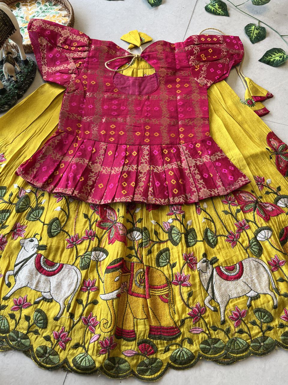 🪷 Pichwai Heritage Charm – Kids Designer Lehenga Set 🪷