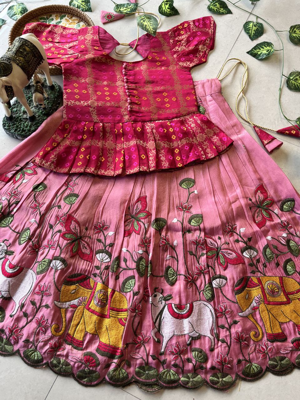 🪷 Pichwai Heritage Charm – Kids Designer Lehenga Set 🪷