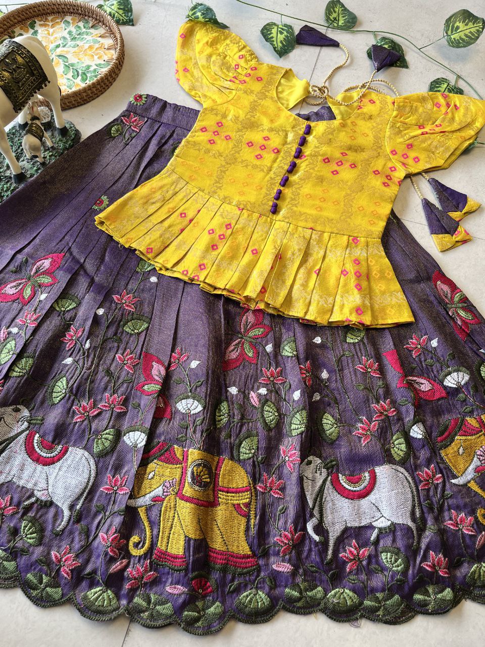 🪷 Pichwai Heritage Charm – Kids Designer Lehenga Set 🪷