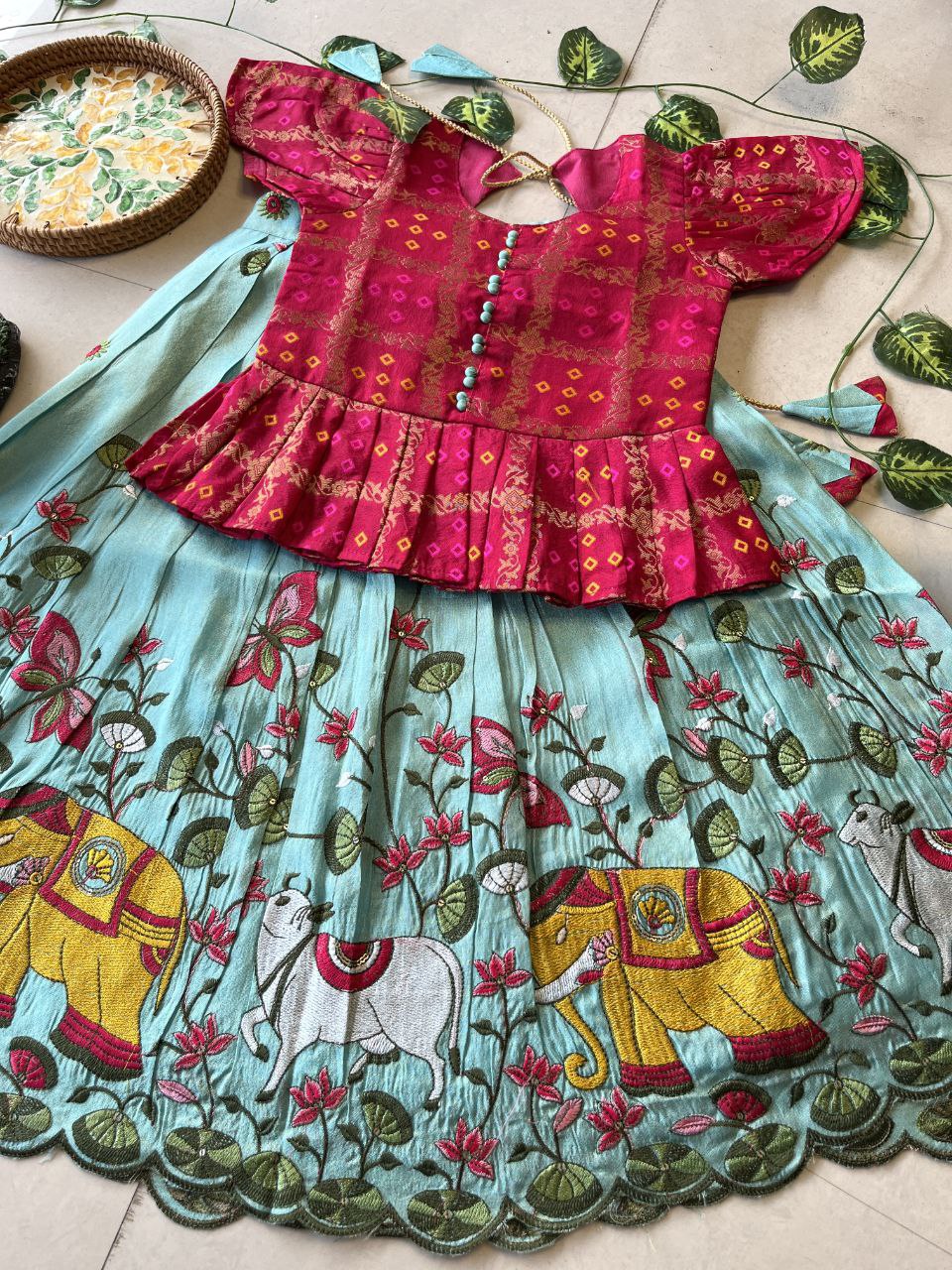 🪷 Pichwai Heritage Charm – Kids Designer Lehenga Set 🪷