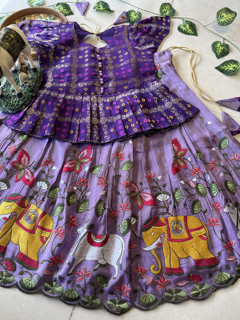 🪷 Pichwai Heritage Charm – Kids Designer Lehenga Set 🪷
