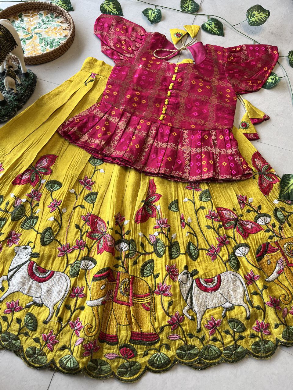 🪷 Pichwai Heritage Charm – Kids Designer Lehenga Set 🪷