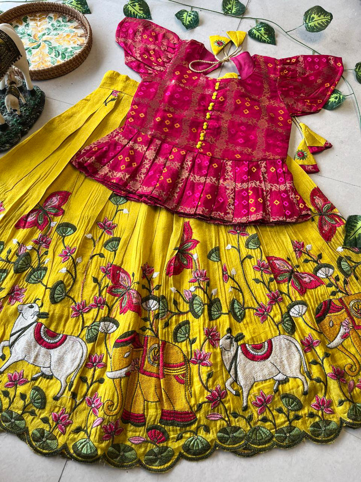 🪷 Pichwai Heritage Charm – Kids Designer Lehenga Set 🪷
