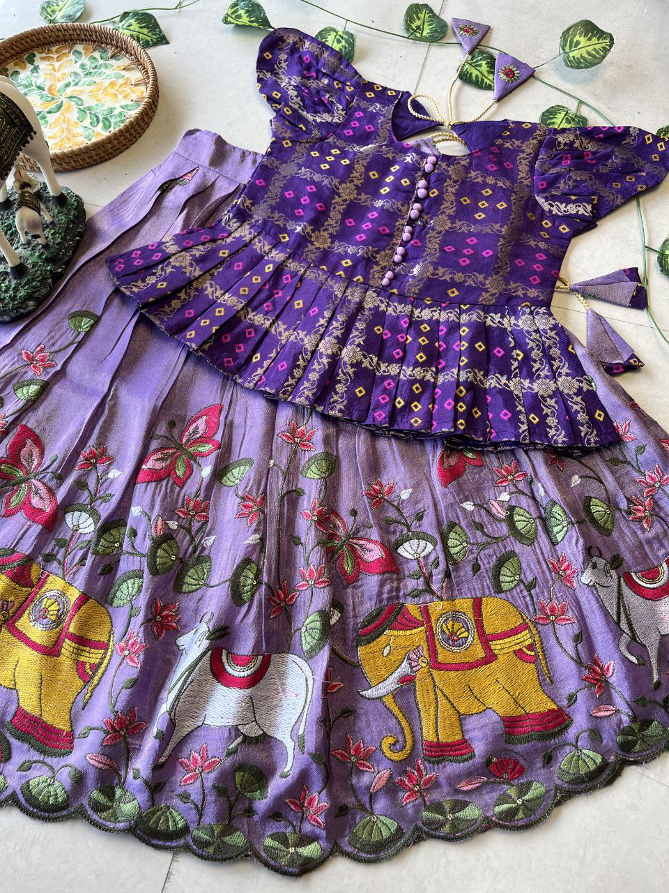 🪷 Pichwai Heritage Charm – Kids Designer Lehenga Set 🪷