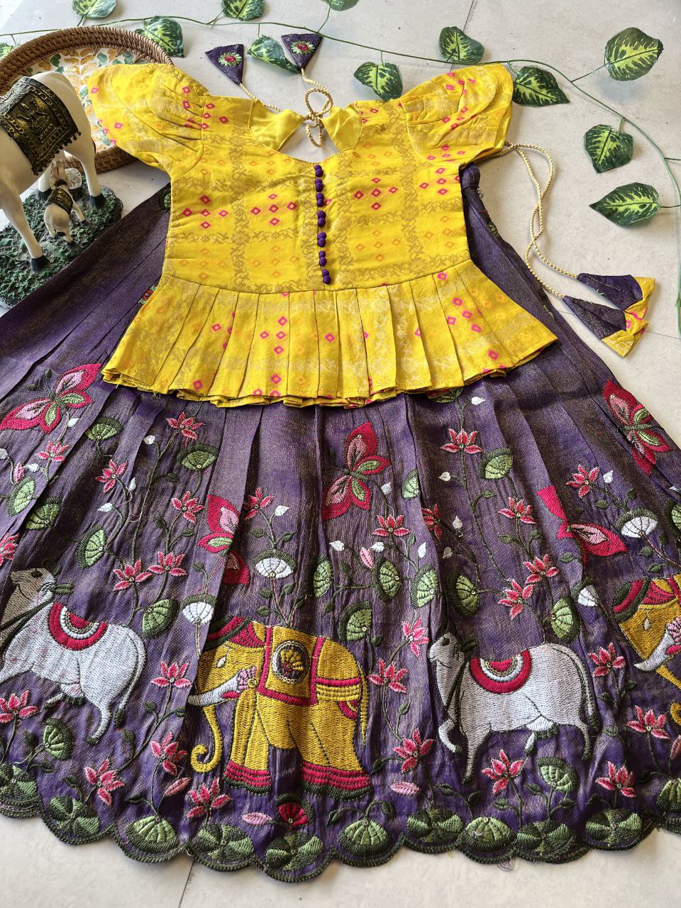 🪷 Pichwai Heritage Charm – Kids Designer Lehenga Set 🪷