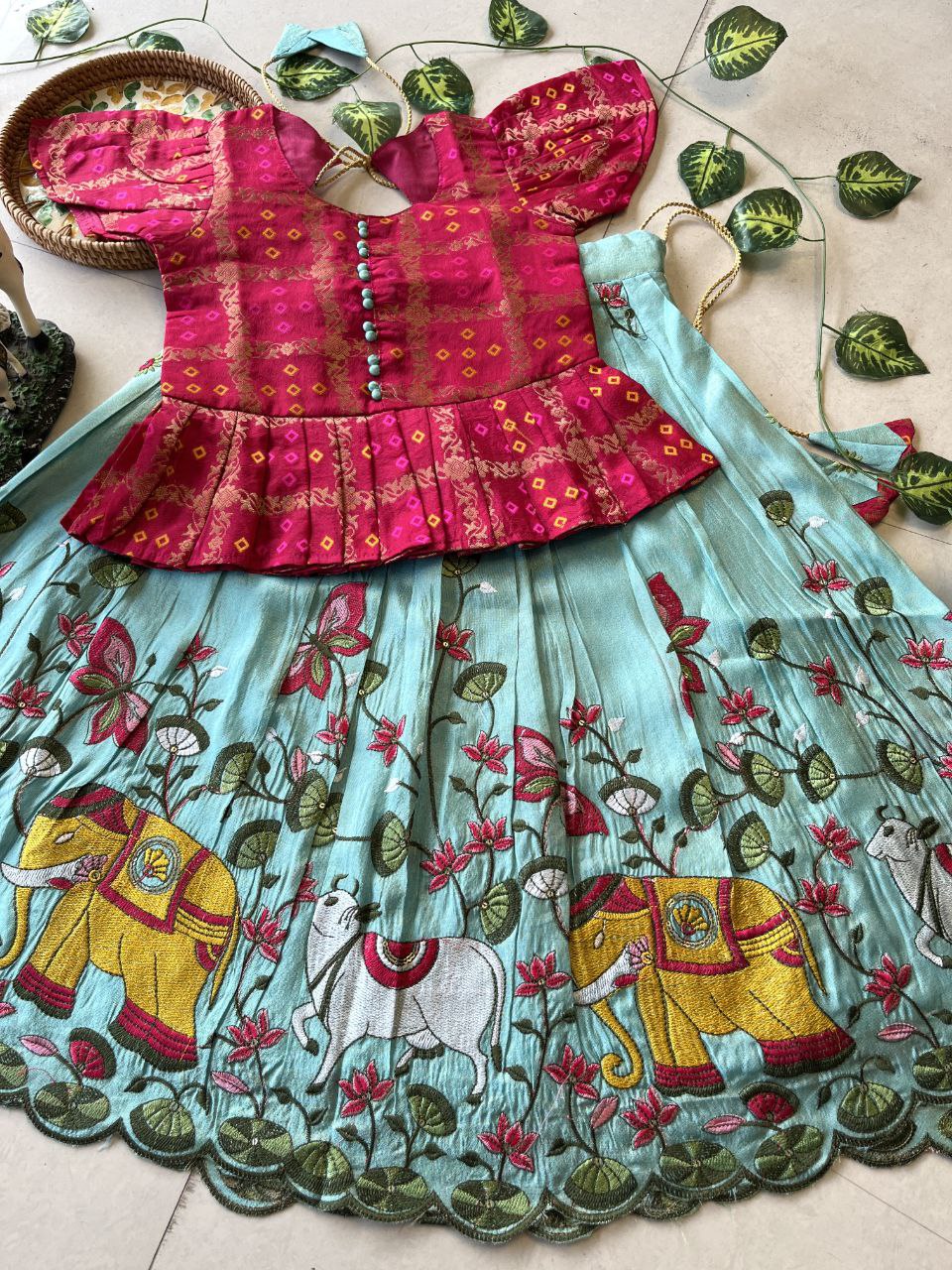 🪷 Pichwai Heritage Charm – Kids Designer Lehenga Set 🪷
