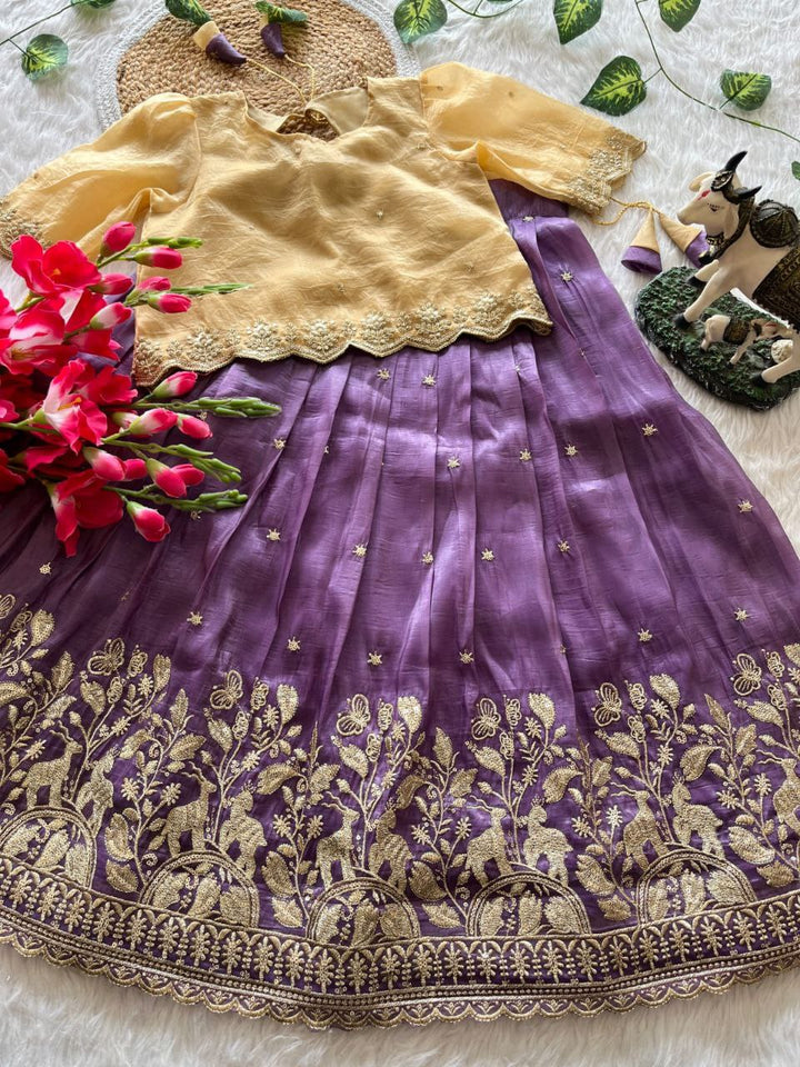 ✨ Golden Grace Tradition – Kids Designer Lehenga Set ✨