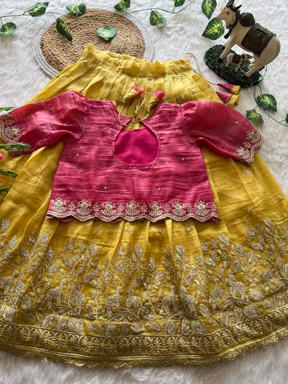 ✨ Golden Grace Tradition – Kids Designer Lehenga Set ✨