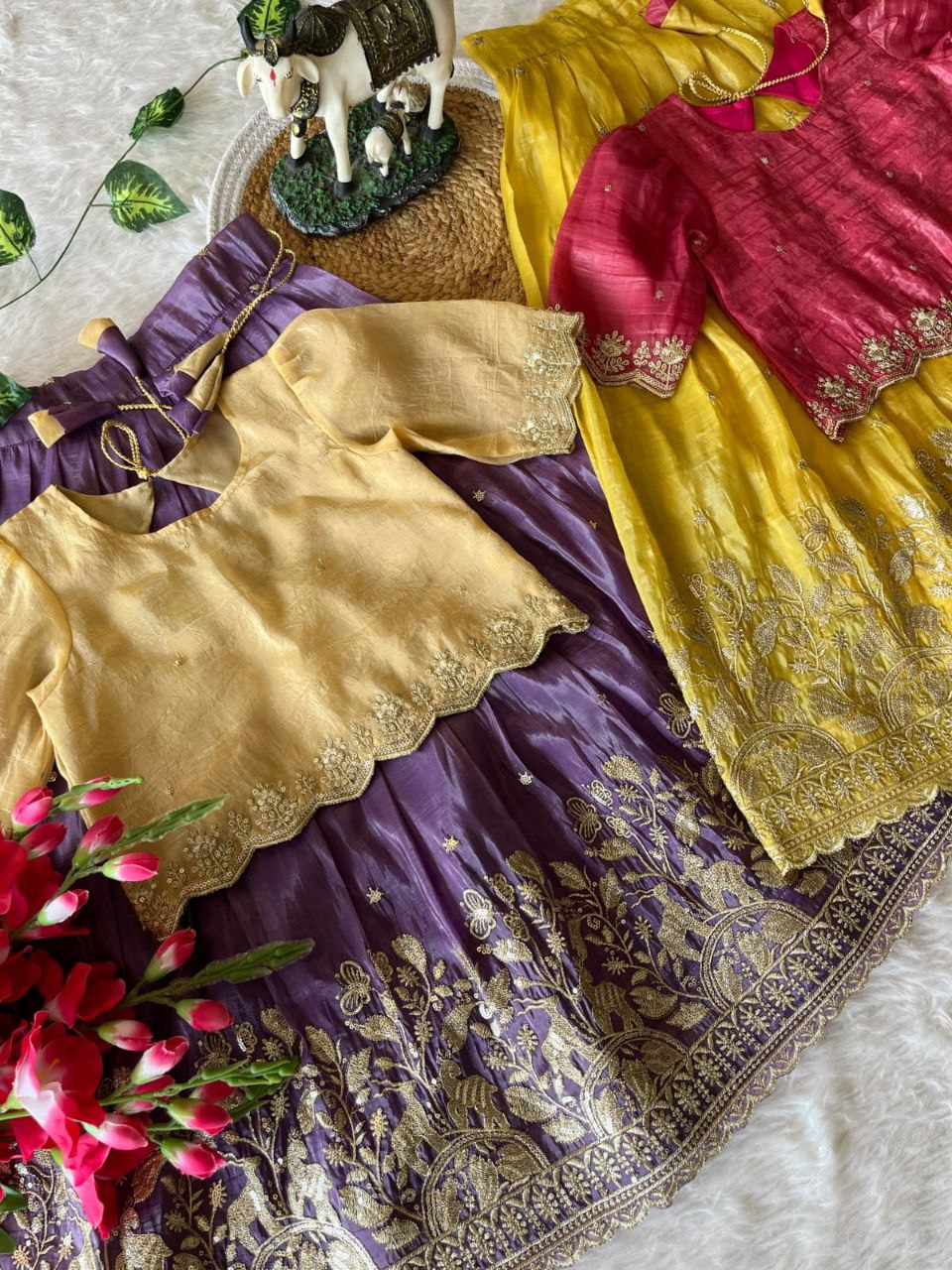 ✨ Golden Grace Tradition – Kids Designer Lehenga Set ✨