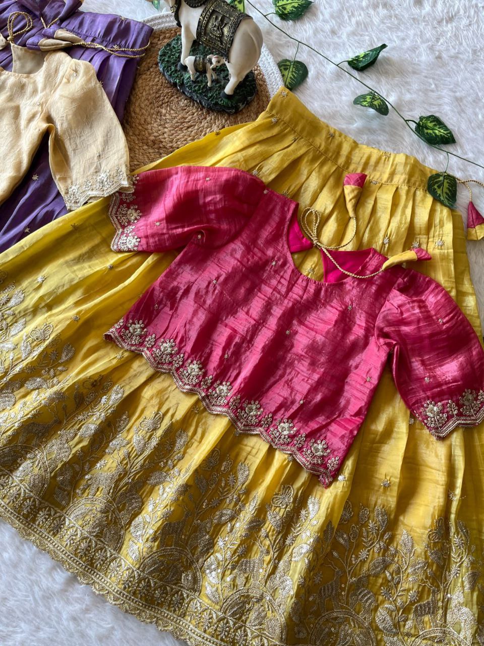 ✨ Golden Grace Tradition – Kids Designer Lehenga Set ✨