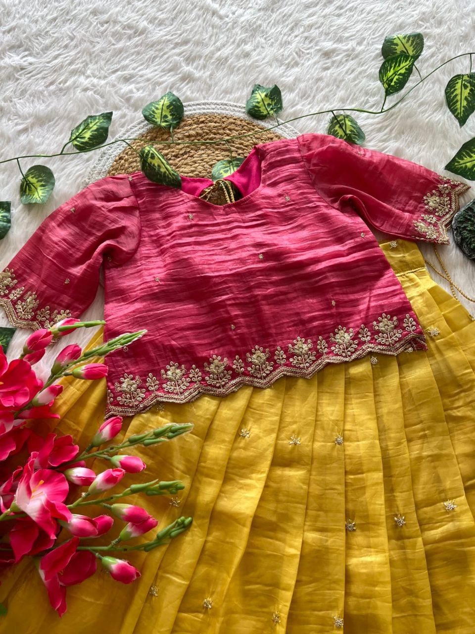✨ Golden Grace Tradition – Kids Designer Lehenga Set ✨