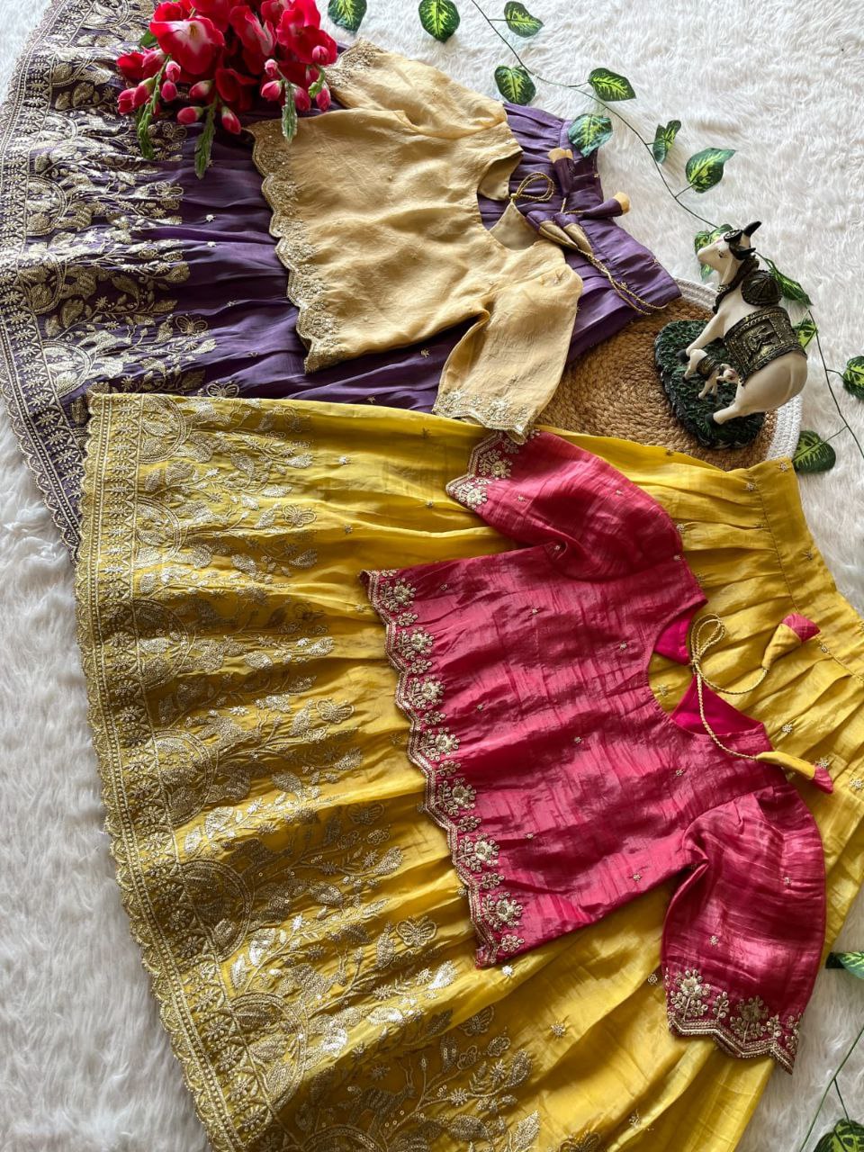 ✨ Golden Grace Tradition – Kids Designer Lehenga Set ✨