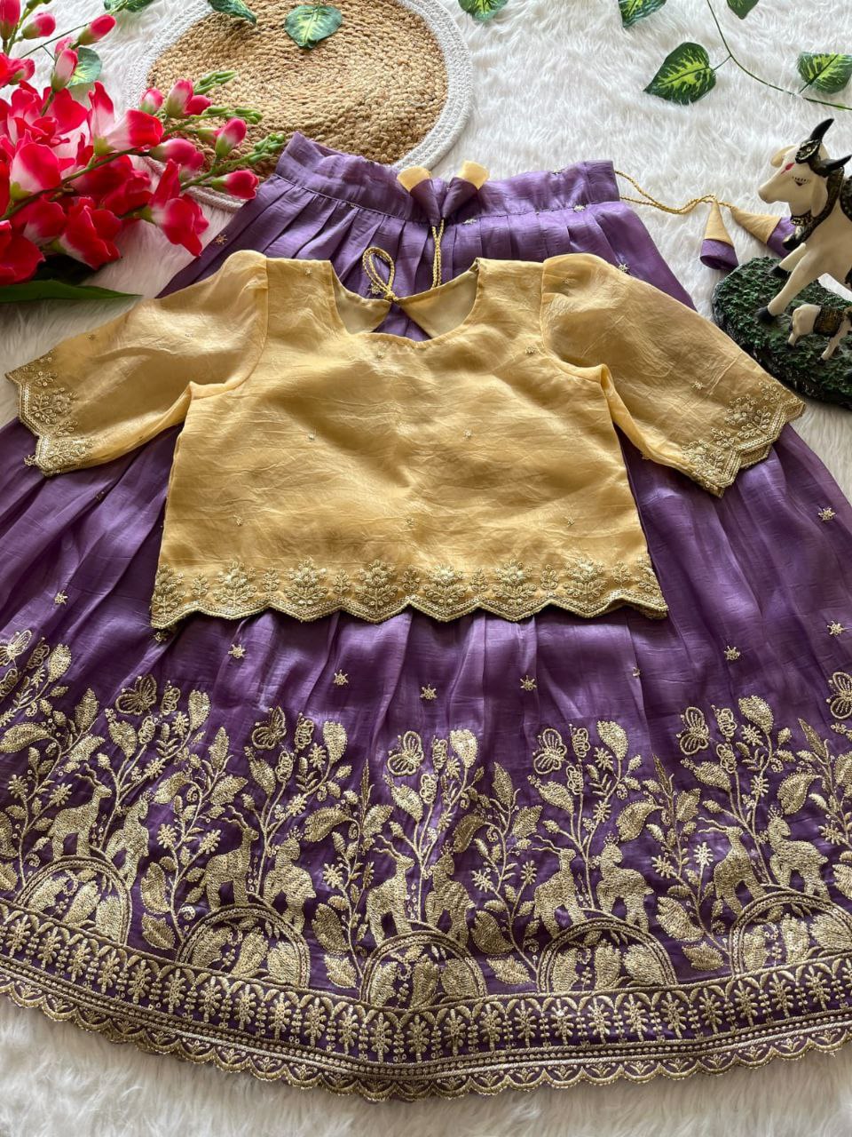✨ Golden Grace Tradition – Kids Designer Lehenga Set ✨