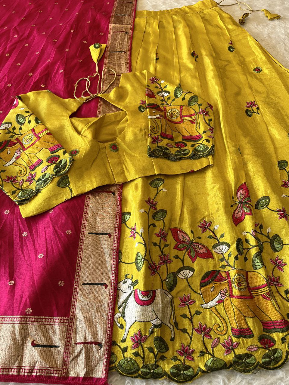 🐄🦋🐘 Fusion Embroidery Royale – Designer Lehenga Set ❤️