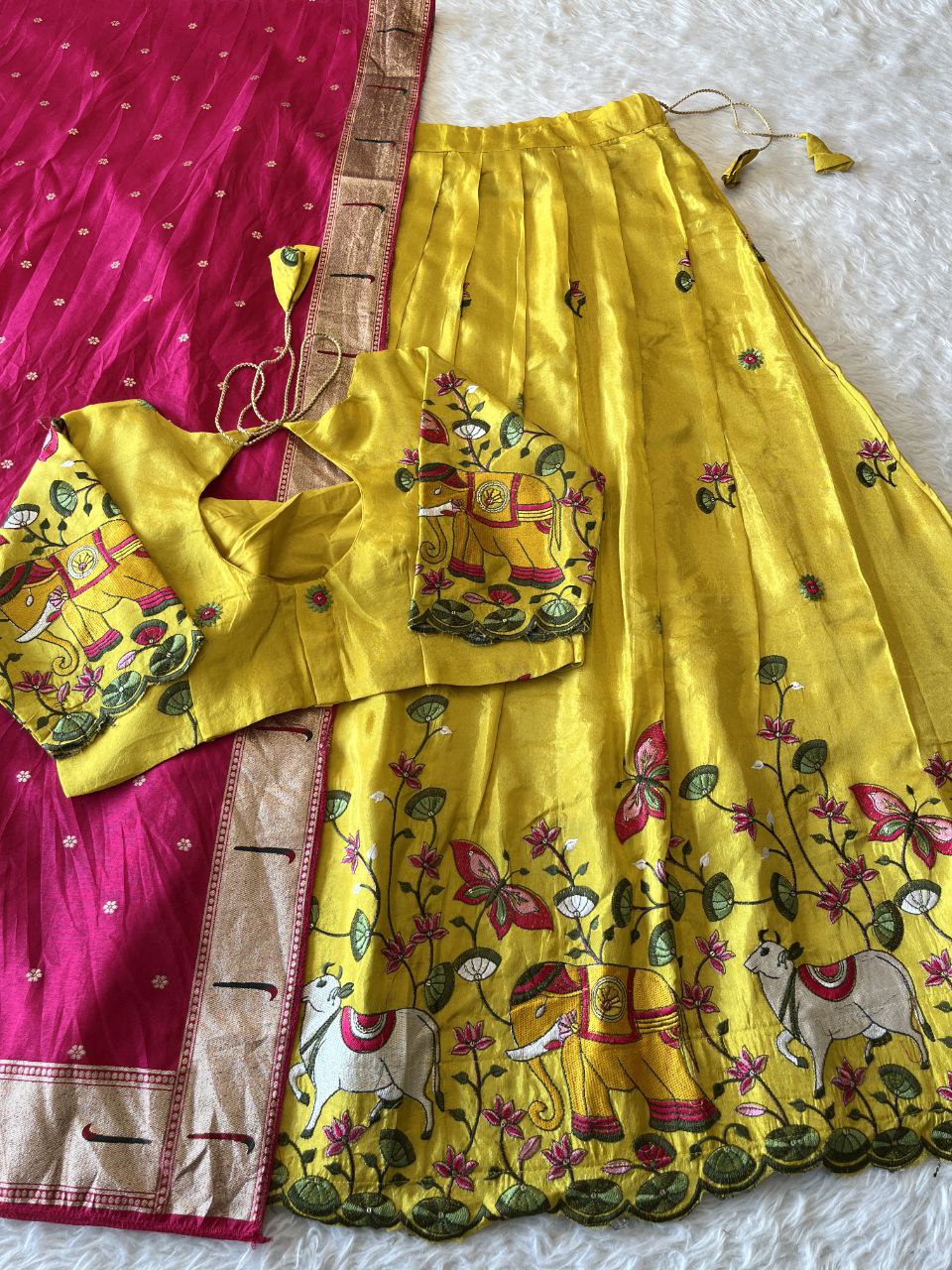 🐄🦋🐘 Fusion Embroidery Royale – Designer Lehenga Set ❤️