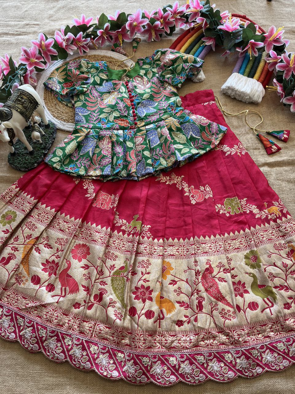 🌸 Jungle Theme Heritage – Kids Designer Lehenga Set 🌸