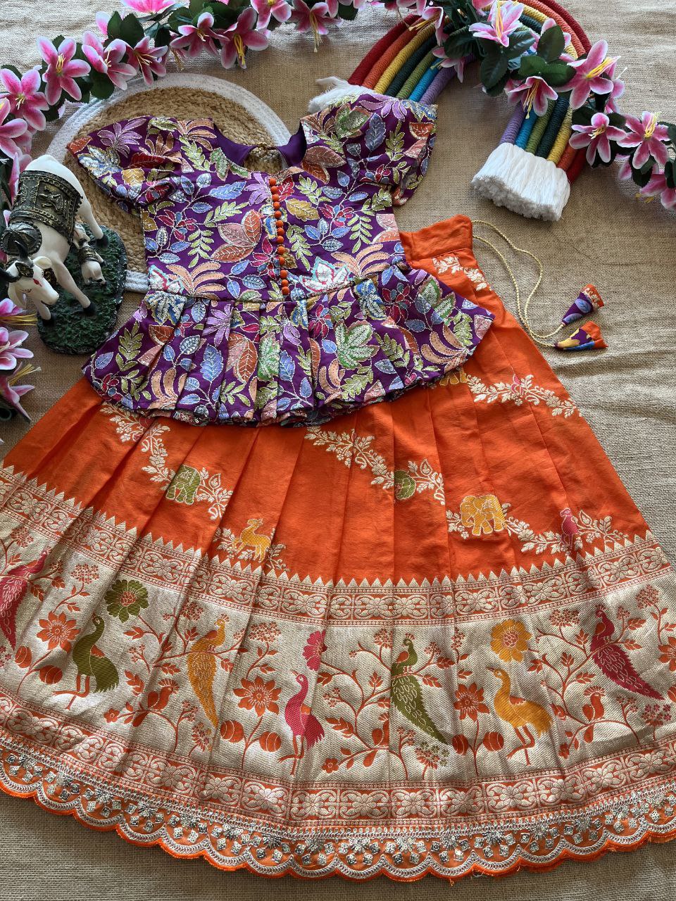 🌸 Jungle Theme Heritage – Kids Designer Lehenga Set 🌸