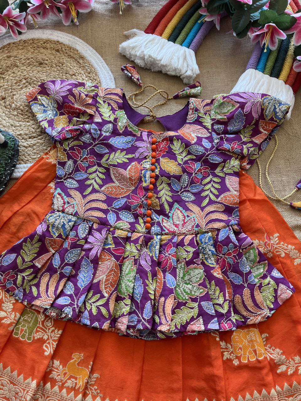 🌸 Jungle Theme Heritage – Kids Designer Lehenga Set 🌸