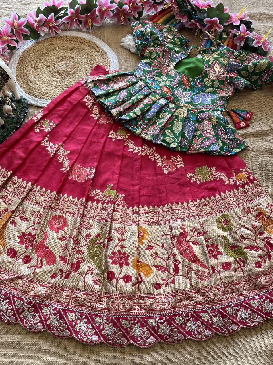 🌸 Jungle Theme Heritage – Kids Designer Lehenga Set 🌸