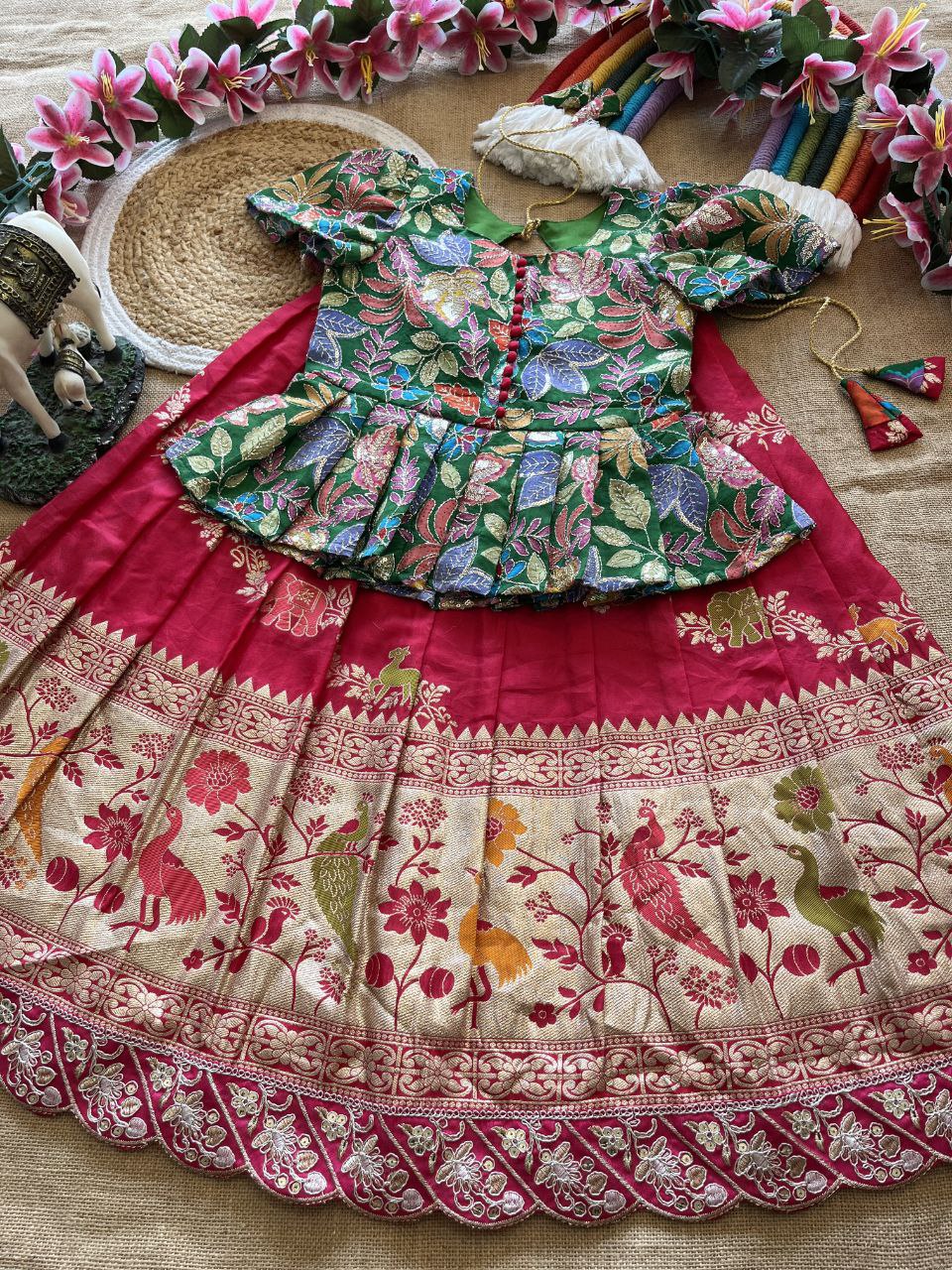 🌸 Jungle Theme Heritage – Kids Designer Lehenga Set 🌸
