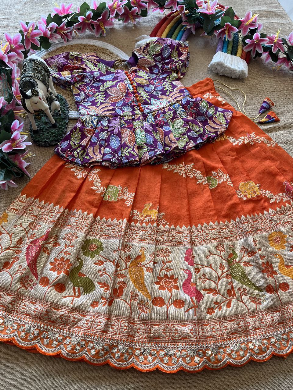 🌸 Jungle Theme Heritage – Kids Designer Lehenga Set 🌸