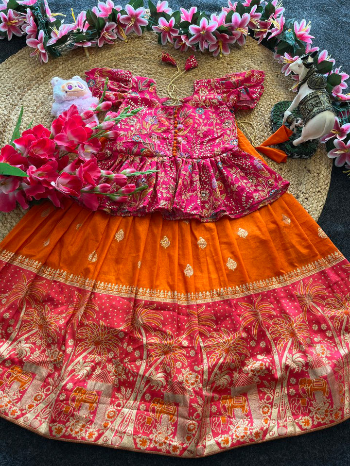 ✨ Dola Weave Elegance – Kids Designer Lehenga Set ✨