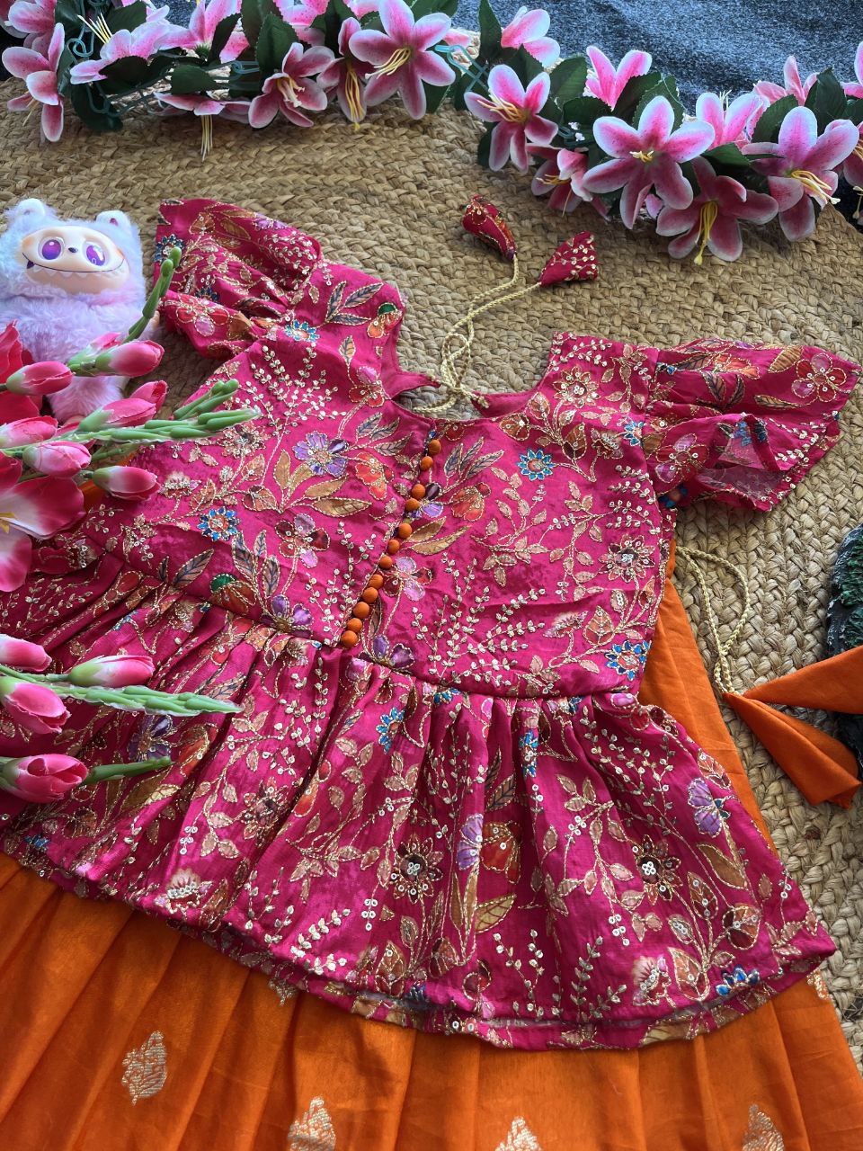 ✨ Dola Weave Elegance – Kids Designer Lehenga Set ✨