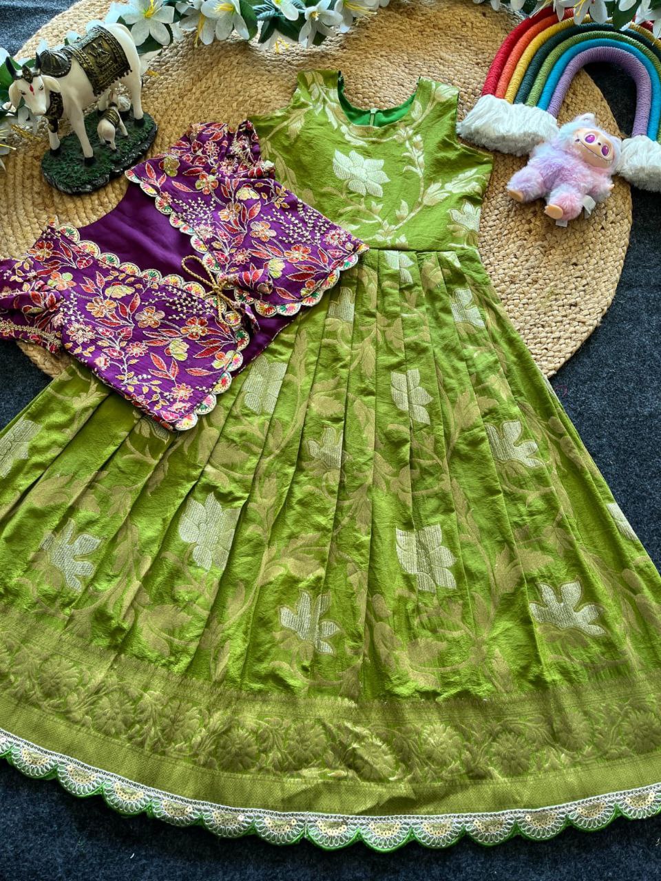 ✨ Khadi Elegance Layer – Kids Gown with Coat Set ✨
