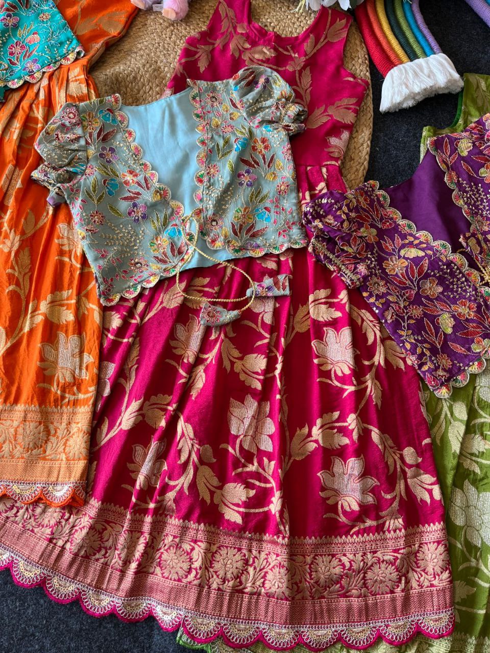 ✨ Khadi Elegance Layer – Kids Gown with Coat Set ✨
