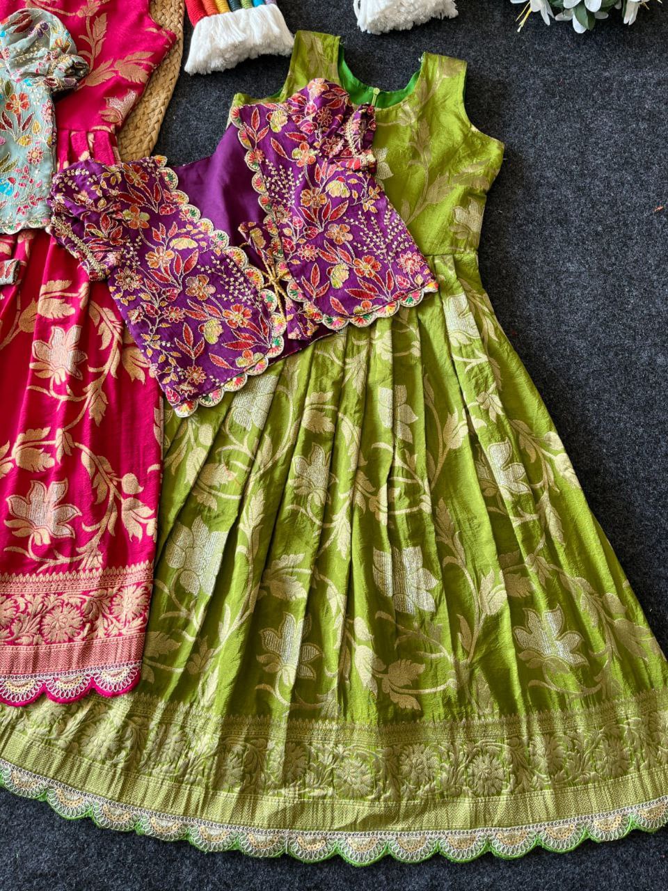✨ Khadi Elegance Layer – Kids Gown with Coat Set ✨