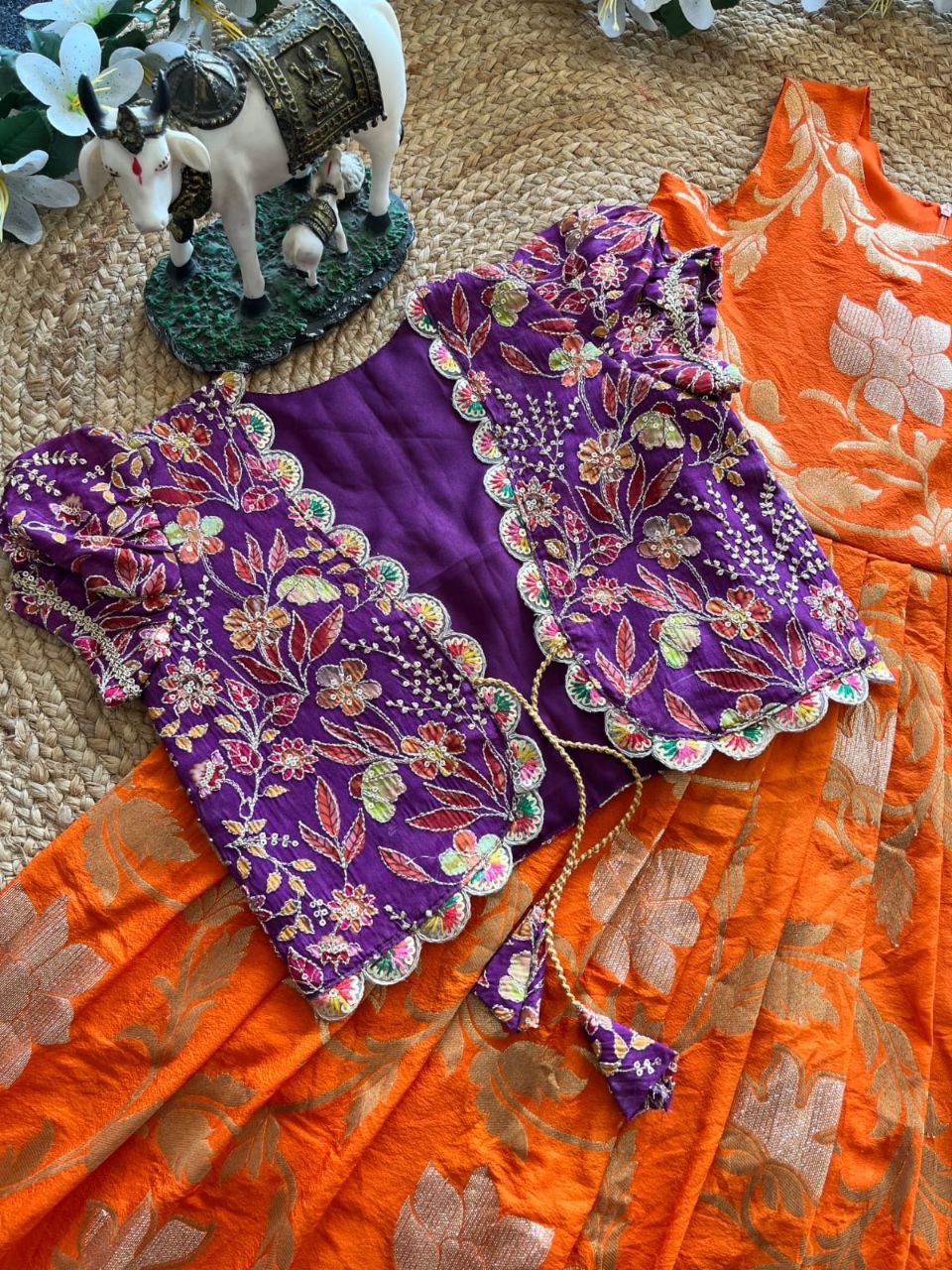 ✨ Khadi Elegance Layer – Kids Gown with Coat Set ✨