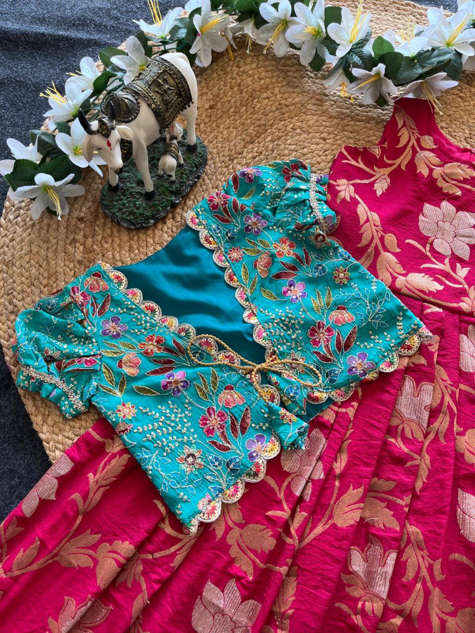 ✨ Khadi Elegance Layer – Kids Gown with Coat Set ✨