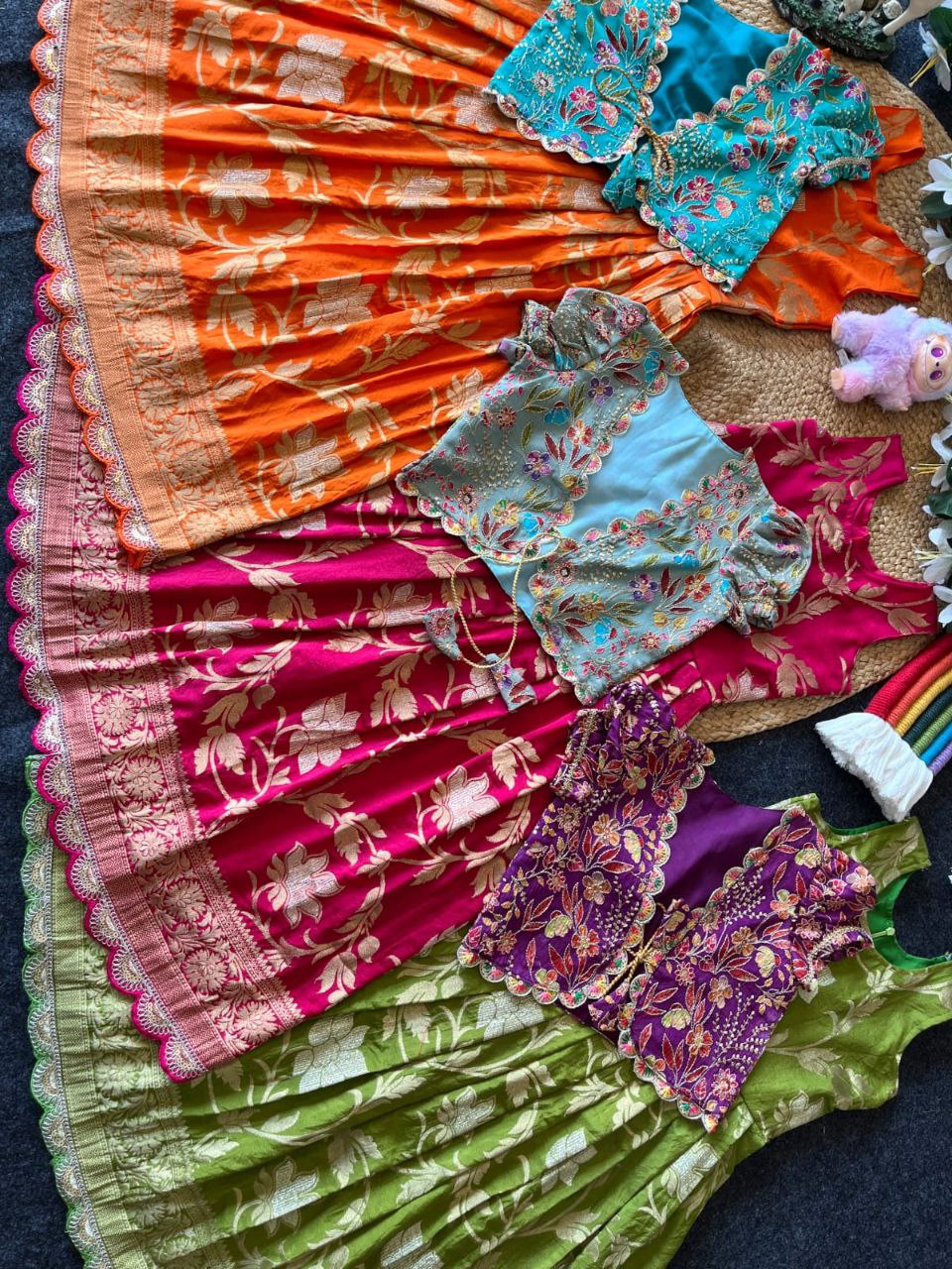 ✨ Khadi Elegance Layer – Kids Gown with Coat Set ✨