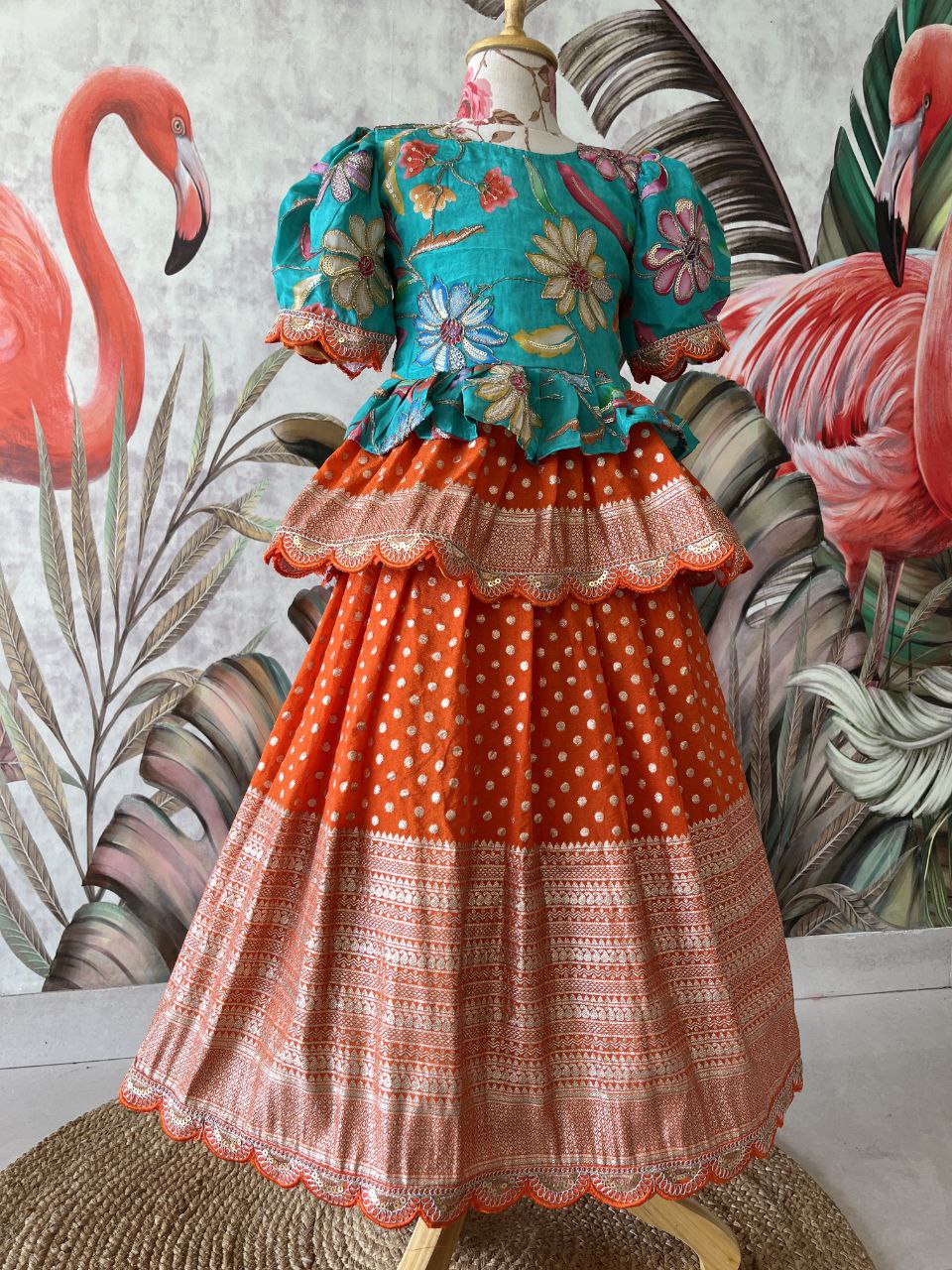 ✨ Golden Heritage Glow – Kids Designer Lehenga Set ✨