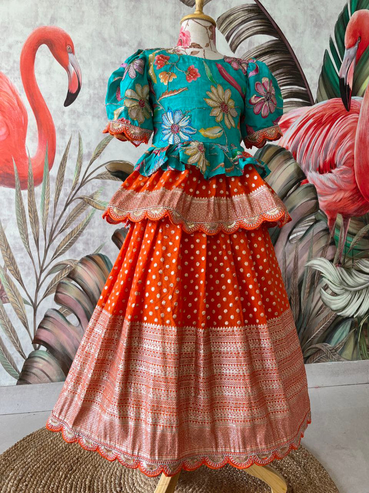✨ Golden Heritage Glow – Kids Designer Lehenga Set ✨